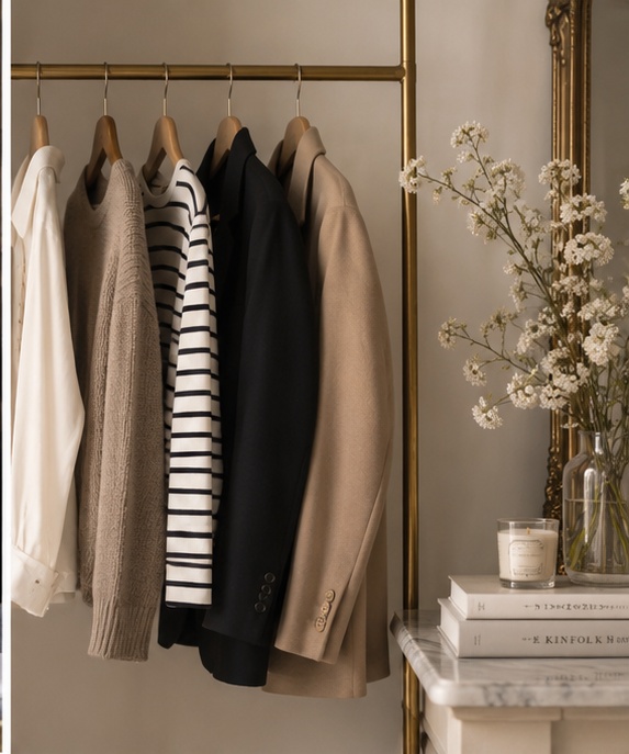 Timeless neutral wardrobe with elegant everyday basics